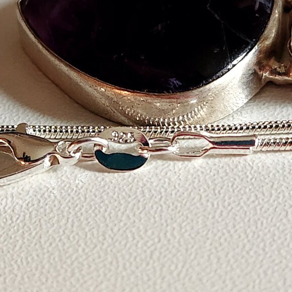 NEW ALL NATURAL LABRADORITE RED CORAL AMAZONITE Pendant 18" Sterling Necklace - Picture 5 of 8